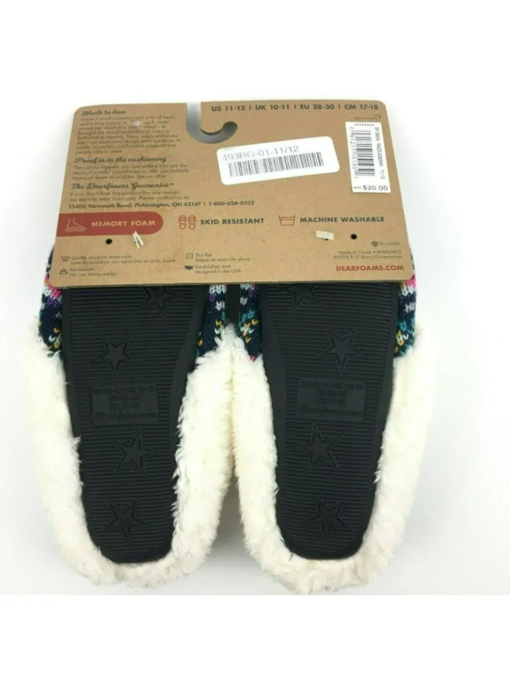 Dearfoams Girls Memory Foam Clog Knit Slippers 11-12 Purple